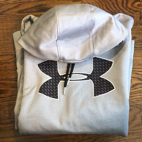 UNDER ARMOUR STORM Men's Grey Hoodie With Black Chest Logo & Hoodie Sz 2XL - Picture 2 of 8